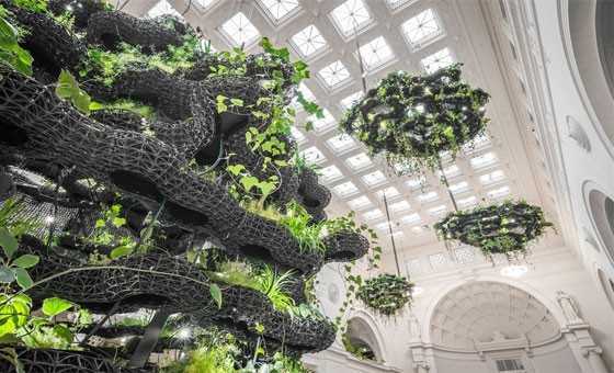Подвесной сад под потолком Чикагского музея